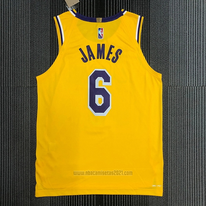 Camiseta Los Angeles Lakers LeBron James #6 Icon Autentico Amarillo